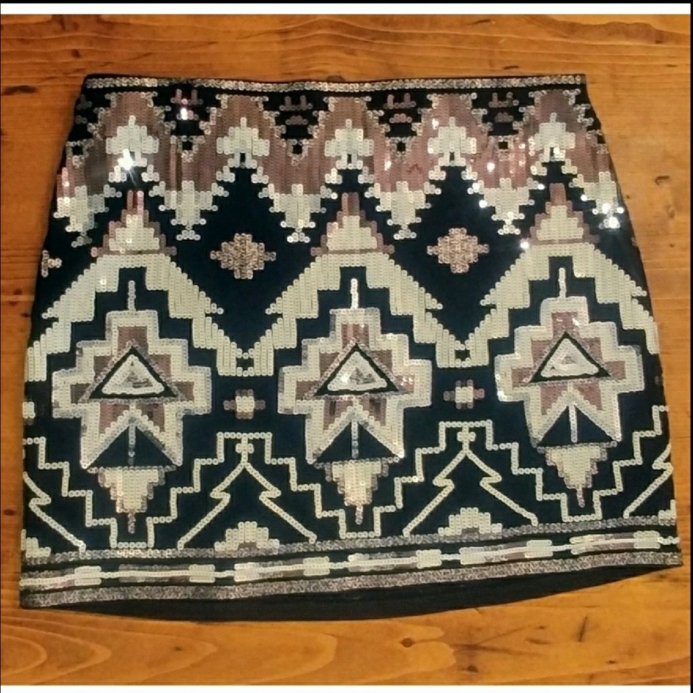 Southwestern Aztec Sequin Skirt by Express